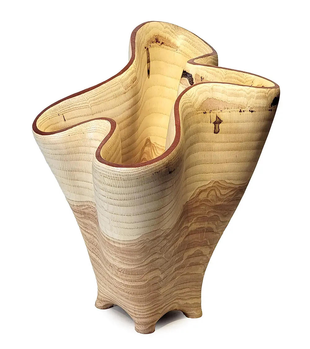 Carved Vessel "Undulating Oak Vase" By Andy Dipietro 2