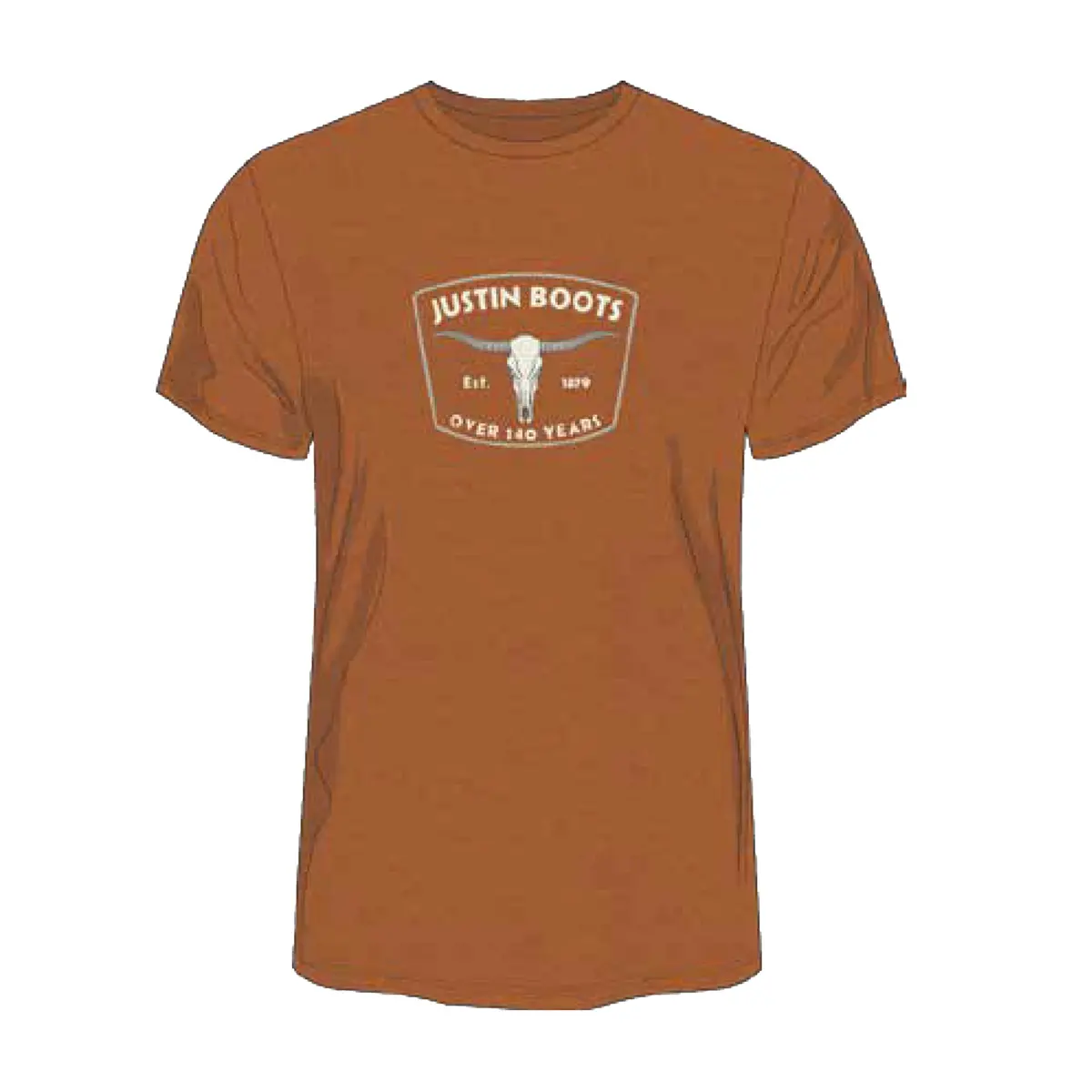 Justin Mens Longhorn Skull Tee Rust Heather 1