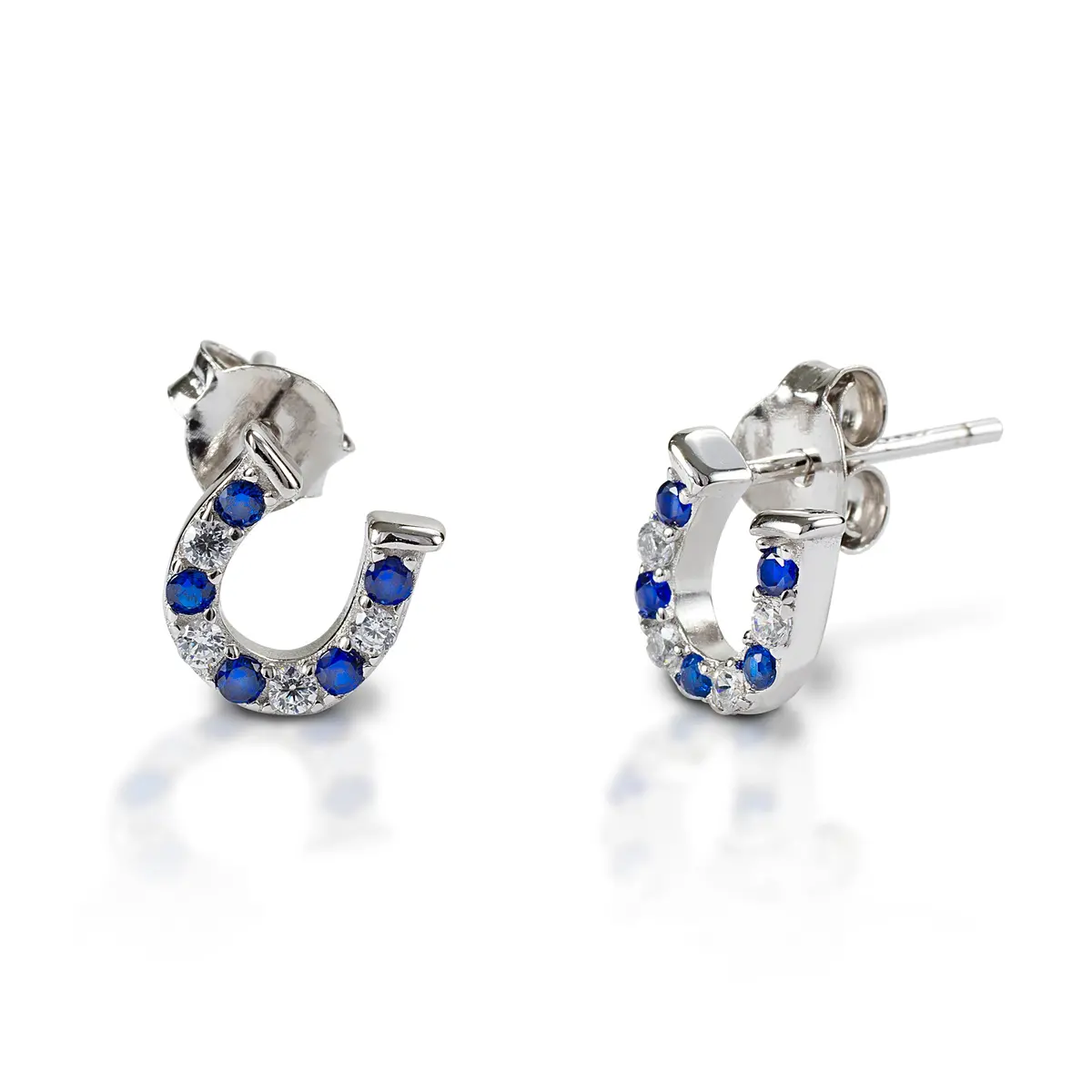 Kelly Herd Earrings Blue & Clear Horseshoe Earrings - Sterling Silver 1