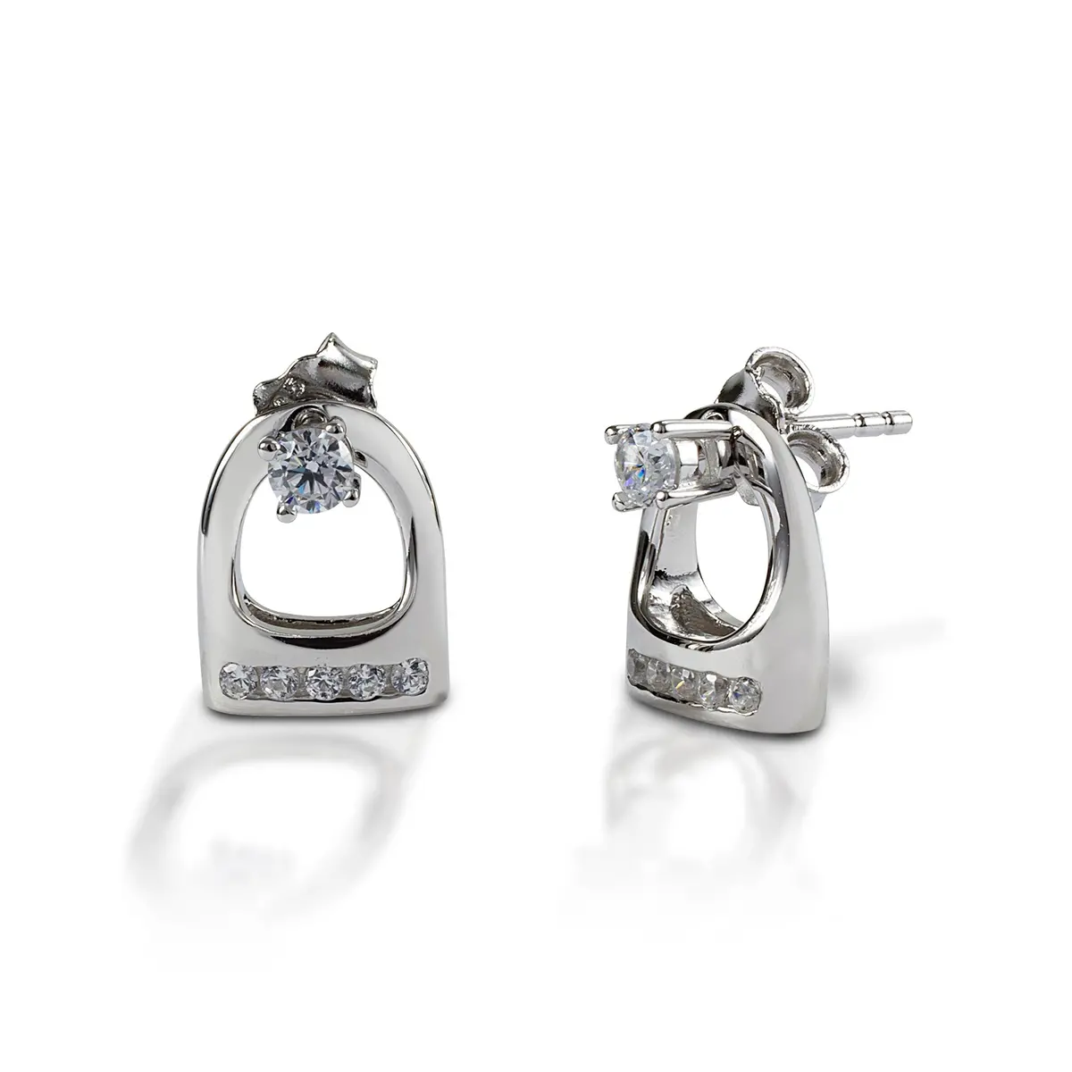 Kelly Herd Earrings Stud With Small English Stirrup Jackets - Sterling Silver 1