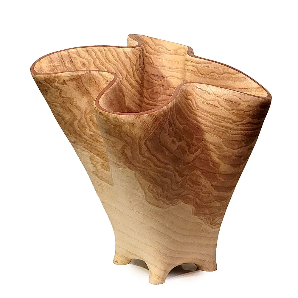Carved Vessel "Undulating Oak Vase Ii" By Andy Dipietro 1