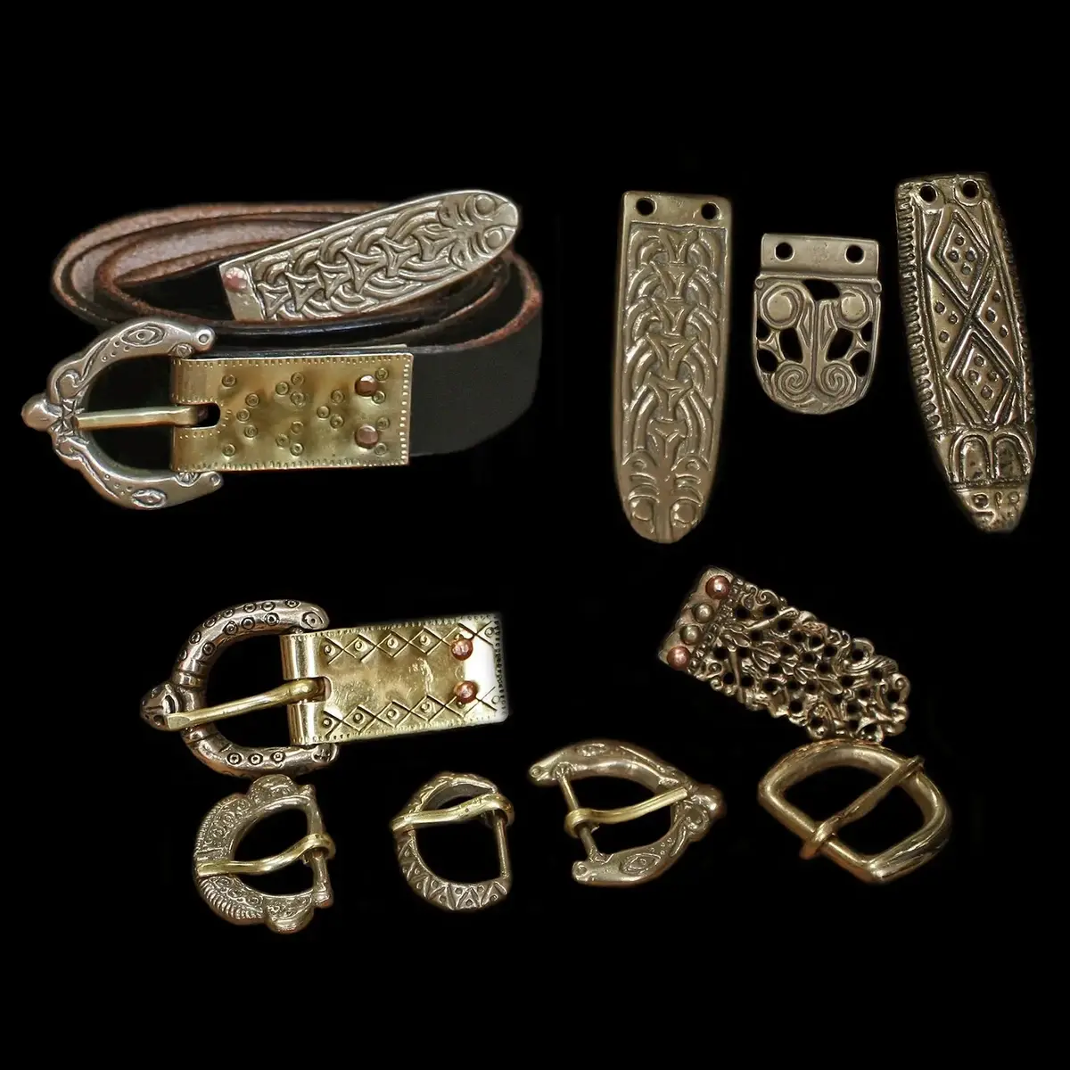 Fully Customisable Handmade Leather Viking Belt With Bronze Replica Fittings 3