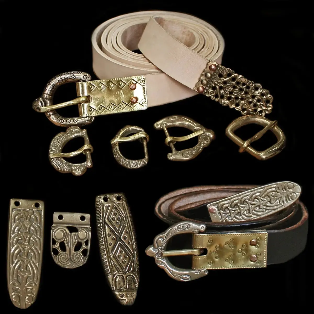 Fully Customisable Handmade Leather Viking Belt With Bronze Replica Fittings 2