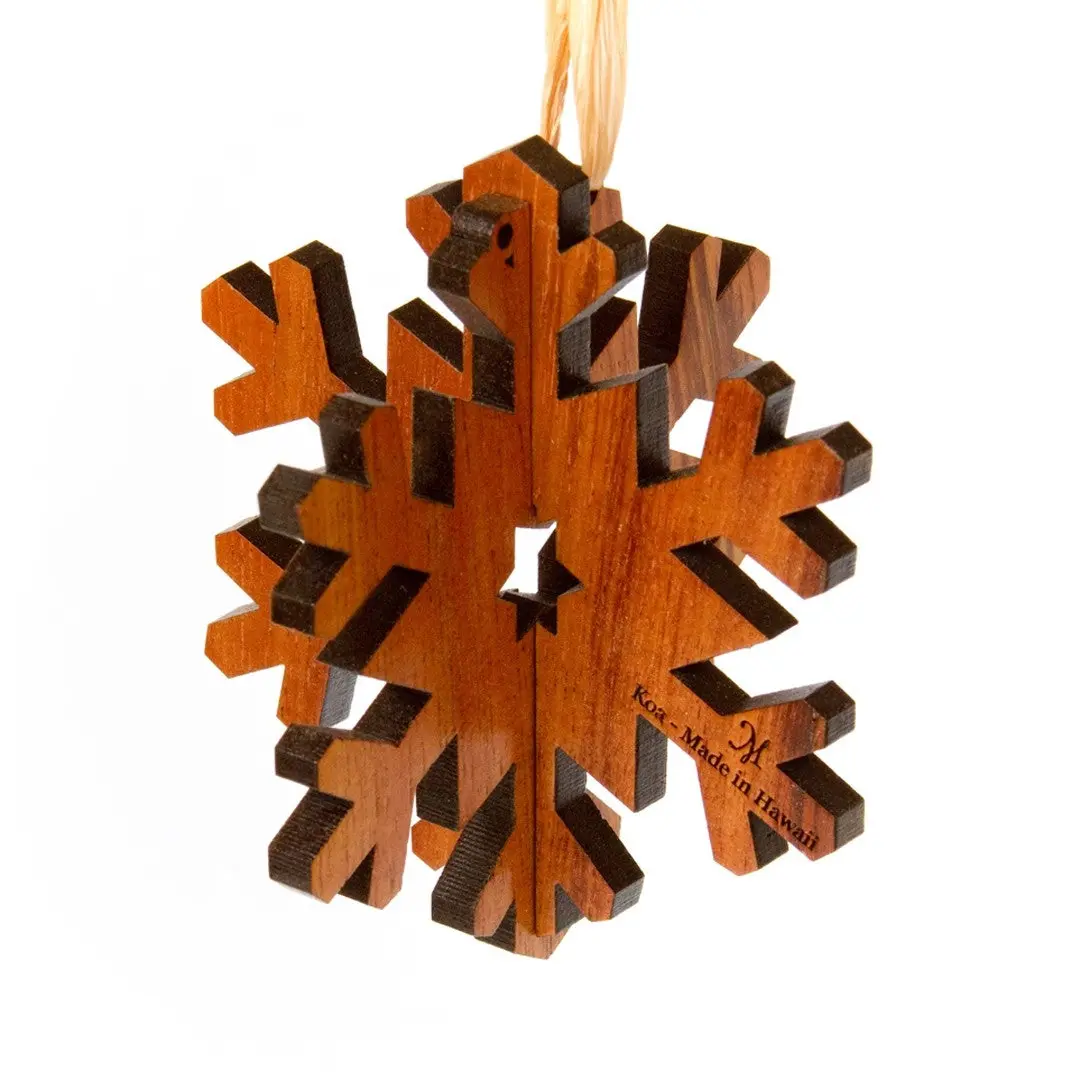 Koa 3D Ornament - Snowflake 1