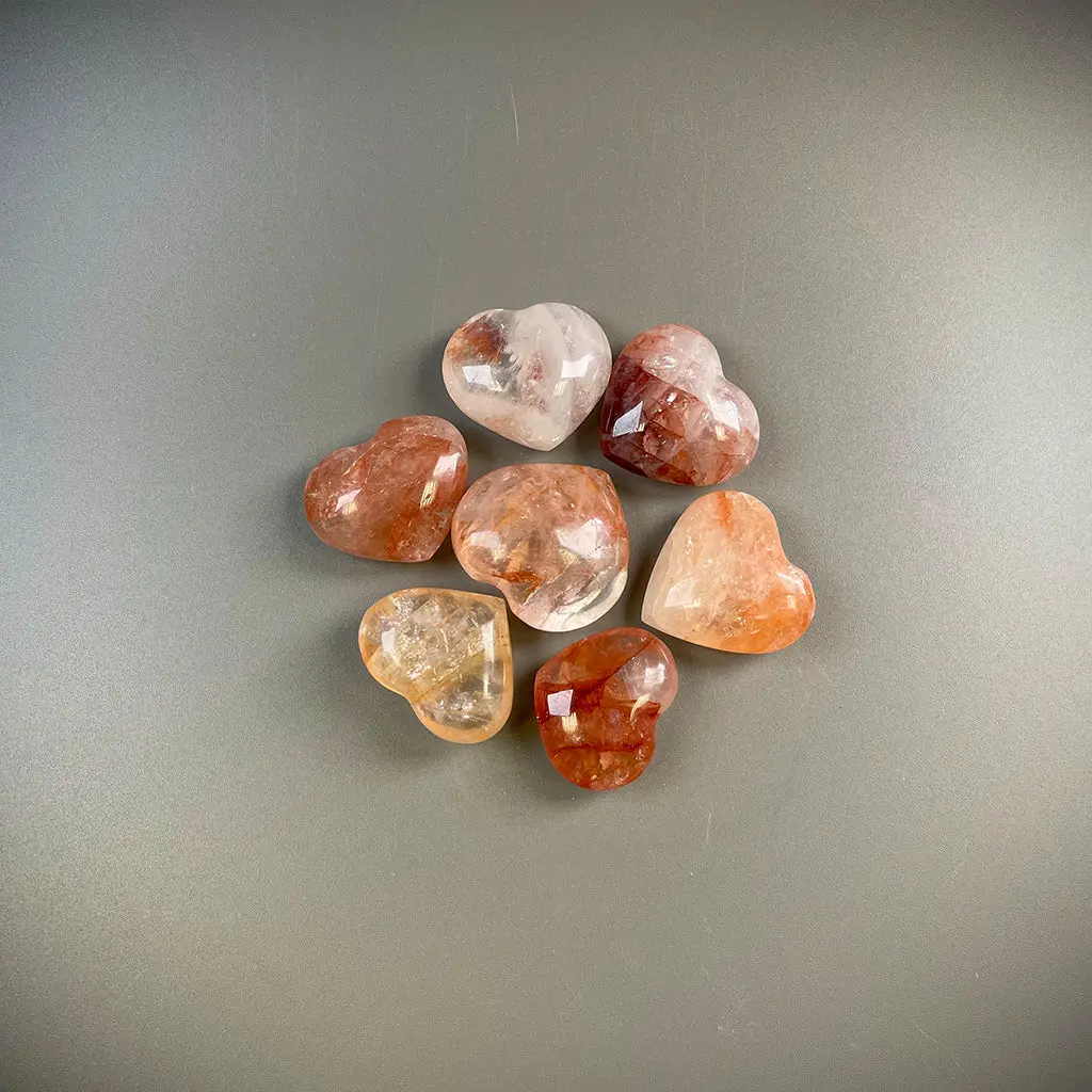 Red Hematoid Quartz Crystal Hearts 1