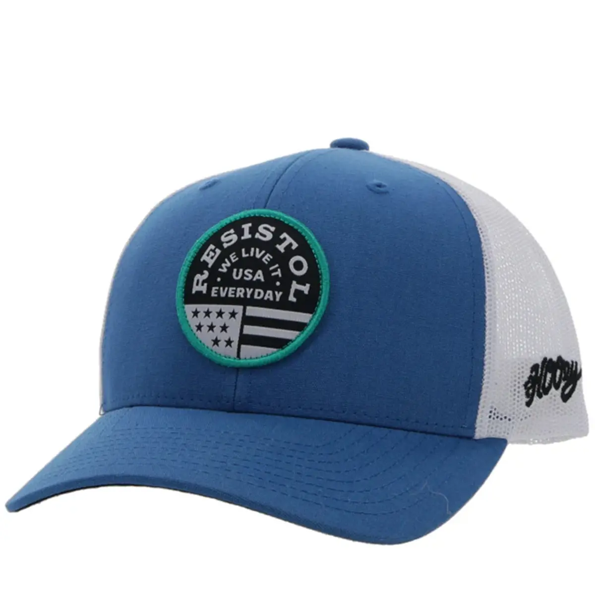 Resistol X Hooey 6 Panel Snapback Trucker Blue & White - Osfa 1