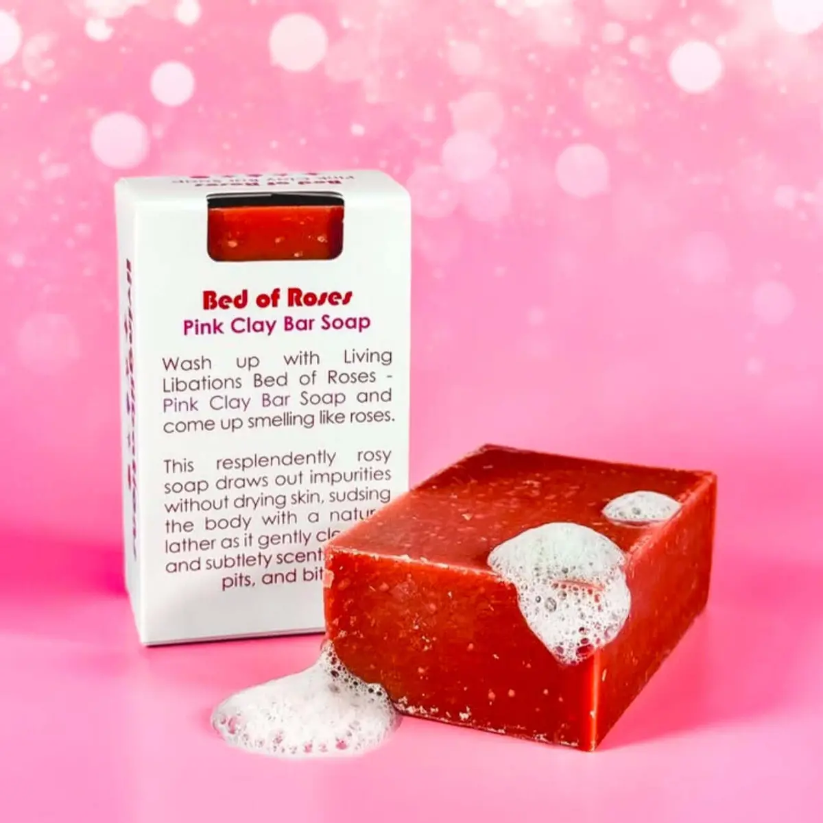 Bed Of Roses Pink Clay Bar Soap - Living Libations 1