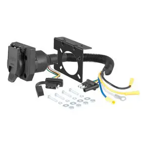 Curt 57672 Trailer Wiring Connector Adapter; 4 Flat Vehicle Socket To 7-Way Blade And 4 Flat Trailer Plug; Includes Mounting Bracket And Hardware 1
