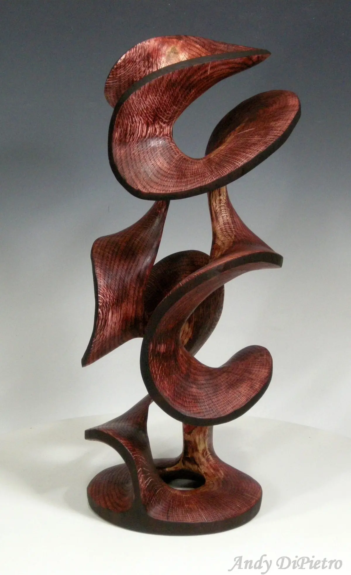 Carved Sculpture "Burgundy Twist" By Andy Dipietro 2