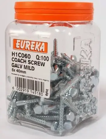 Eureka Coach Screw Galvanised Mild Steel 6