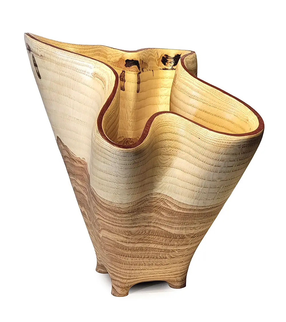 Carved Vessel "Undulating Oak Vase" By Andy Dipietro 1