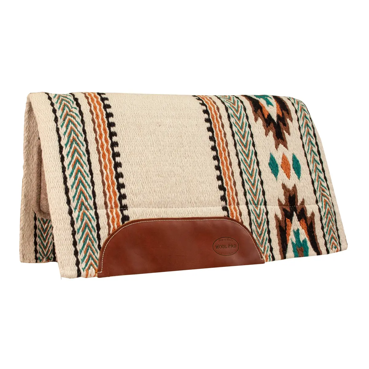 Ezy Ride Temecula Pad Wool Felt  36" X 34" Cream/Turquoise 1