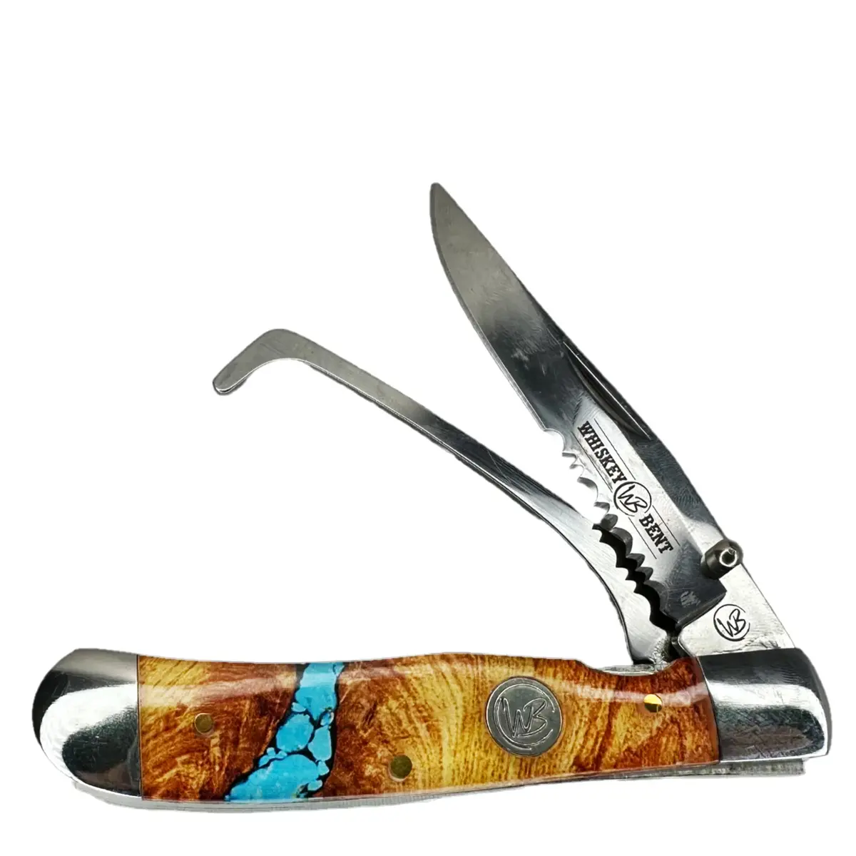 Whiskey Bent Trapper Pocket Knife Turquoise River Hoofpick 1