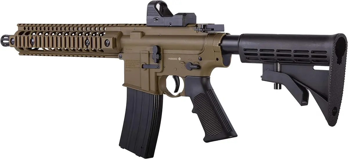 Crosman Cfar1x R1 Co2-Powered  Bb Rifle W/Red Dot Sight, Black/Fde Semi / Full Auto 1