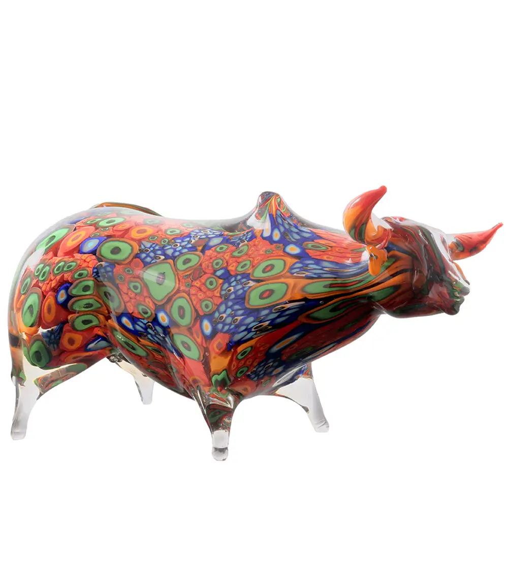 Glass Sculpture "Charging Bull" By Ben Silver 1