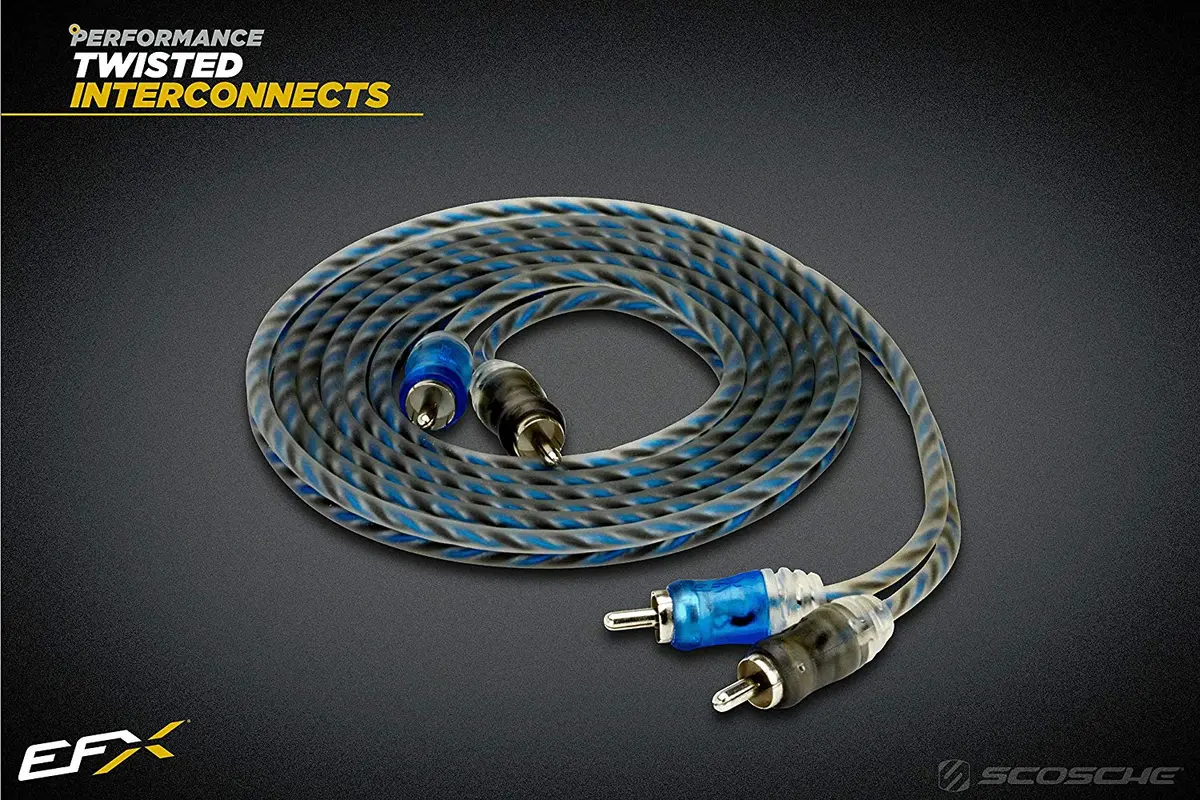 Scosche - 17' Performance Twisted Rca Cable; Split-Tip, 2-Color Micro Barrel 1