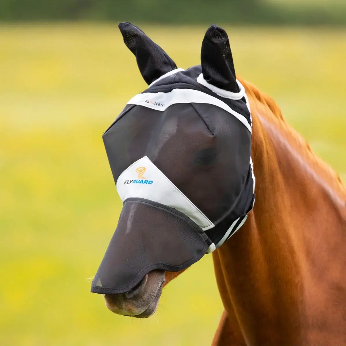 Shires Flyguard Pro Fine Mesh Fly Mask With Ears & Nose Extension Navy 1