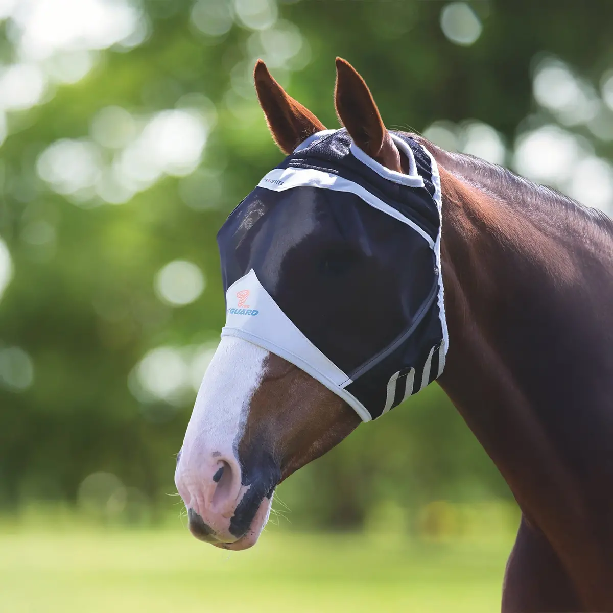 Shires Flyguard Pro Fine Mesh Fly Mask With Ear Holes Navy 1