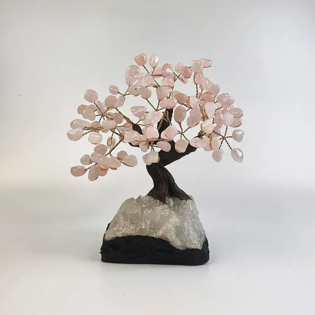 Rose Quartz Gemstone Tree 9" - Handmade By Brazil Gems 2