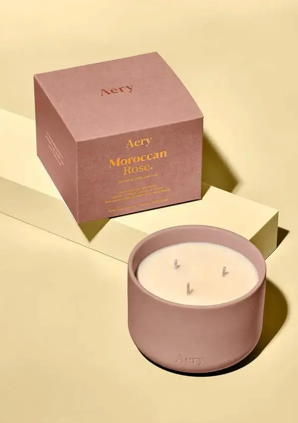 Moroccan Rose Triple Wick Candle - Aery Living 1