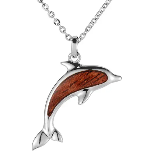 Koa Dolphin Pendant Ss 1
