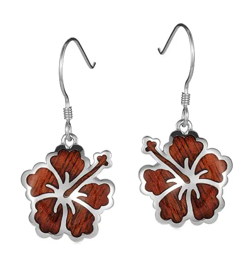 Koa Hibiscus Earrings Ss 1
