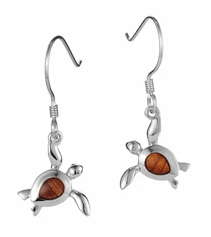 Koa Honu Hook Earrings Ss 1