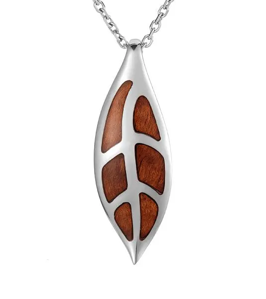 Koa Maile Leaf Pendant Ss 1