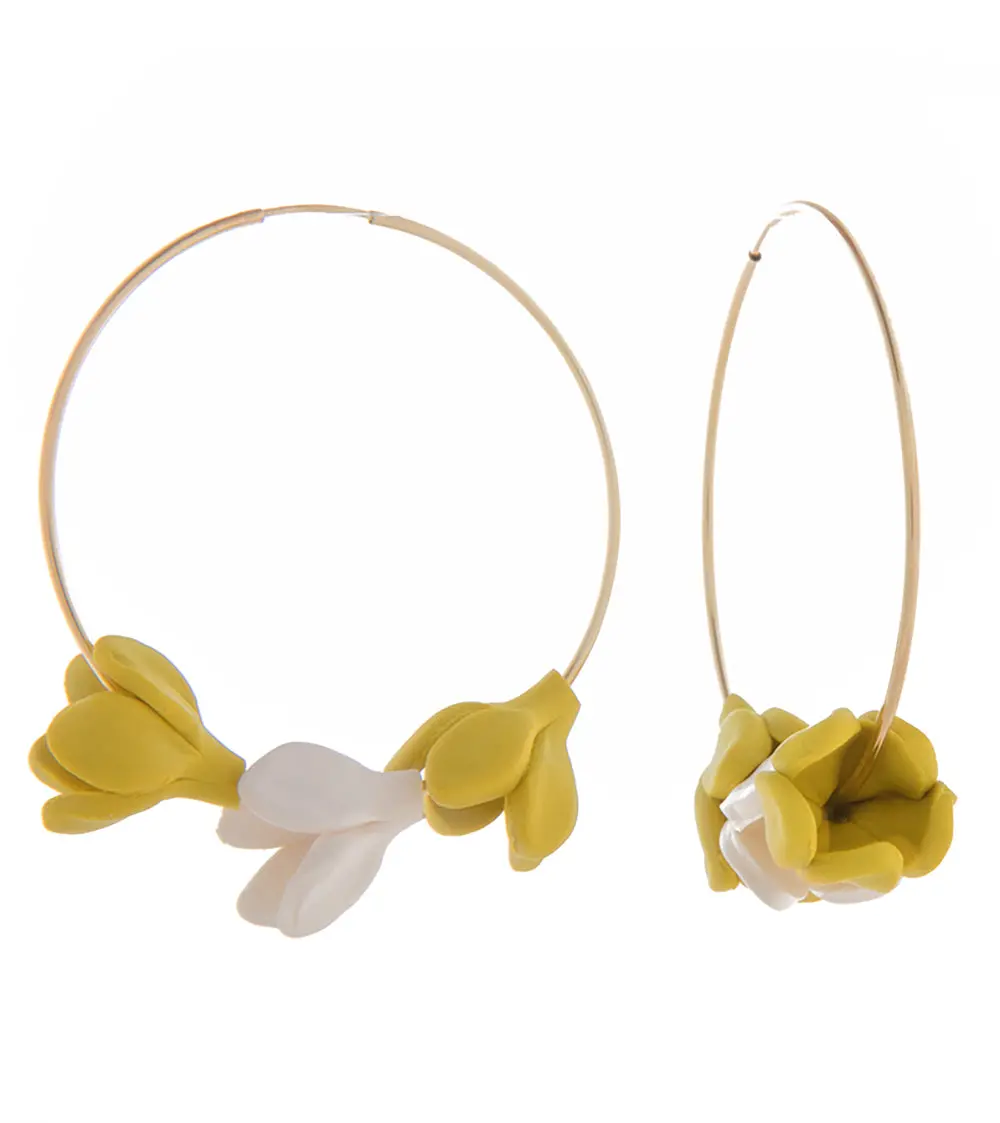 Large Hoop Pikake Mix Earrings 1