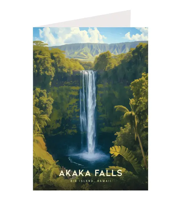 Greeting Card "Akaka Falls, Big Island" Hawaii Travel Art 1