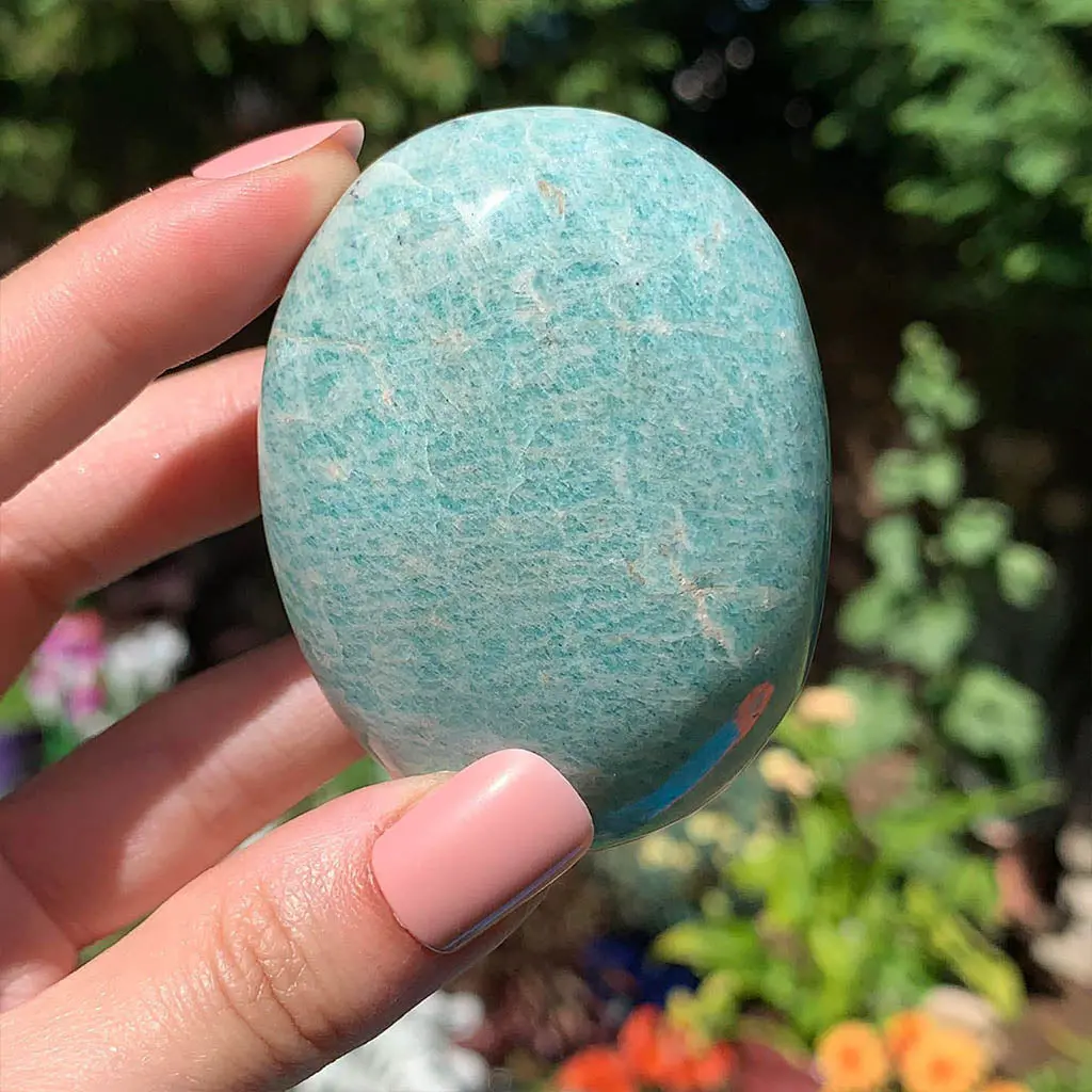 Amazonite Palm Stone For Courage - Ethically Sourced 2