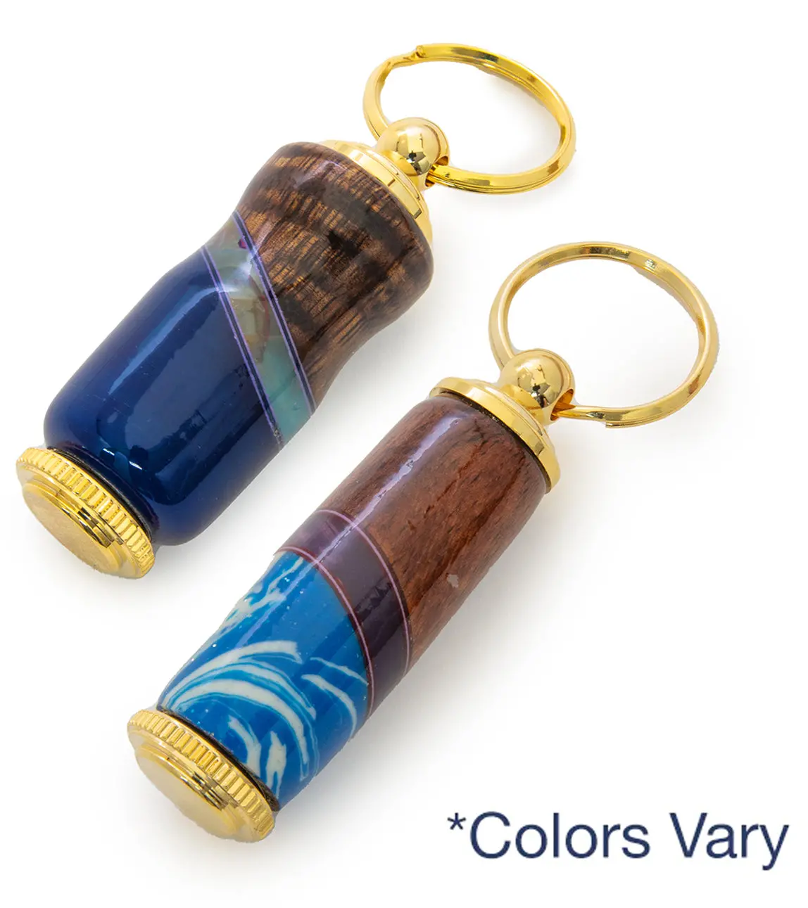 Koa Pill Holder Key Ring (Blue) By Dale Dennison 1