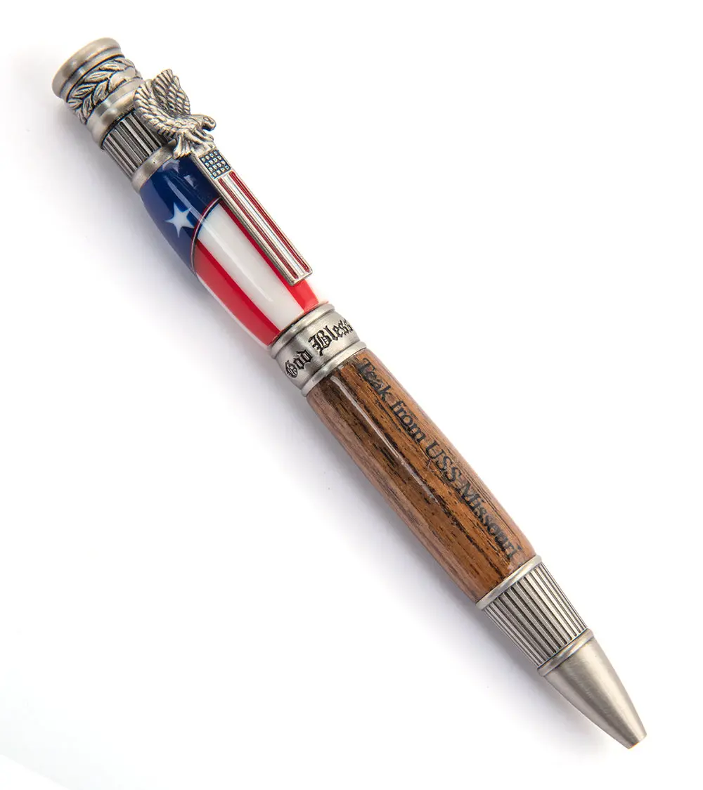 Uss Missouri Teak/Resin Pen, Patriot Pewter 1