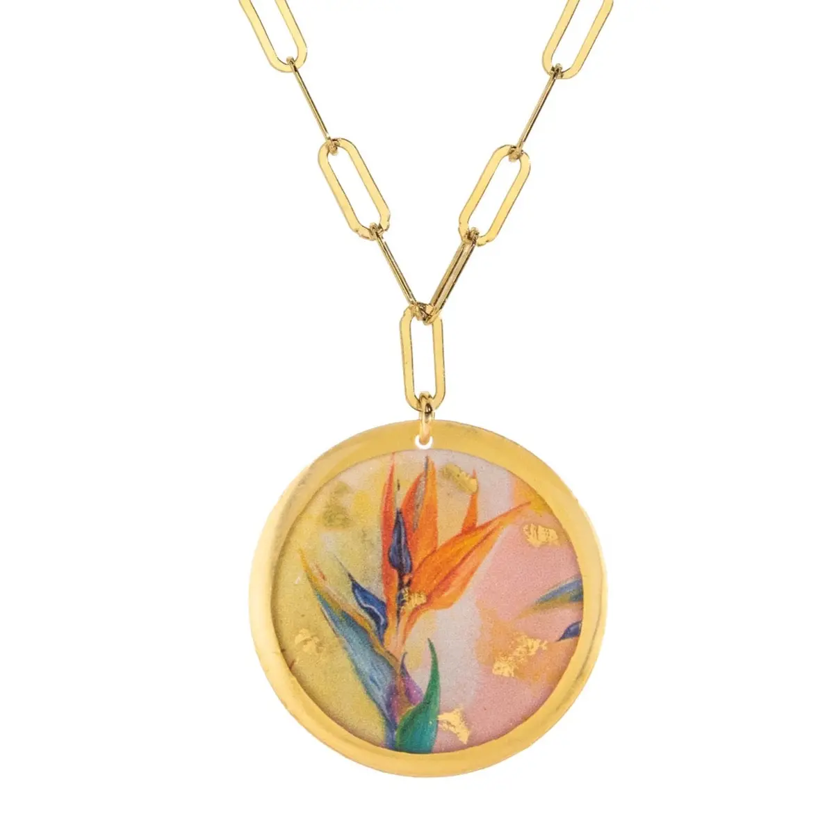 Bird Of Paradise Disc Necklace 1