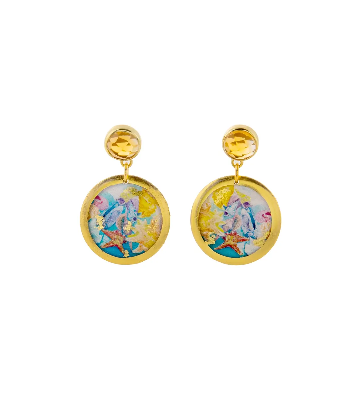 Rainbow Shells Disc Earrings 1