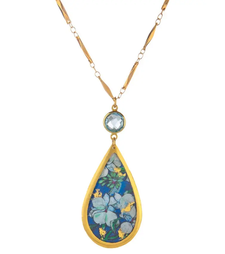 Lily White Blue Topaz Teardrop Necklace 1