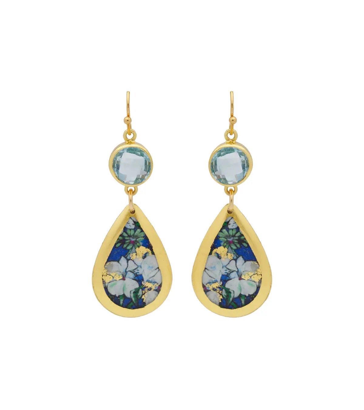 Lily White Blue Topaz Teardrop Earrings 1