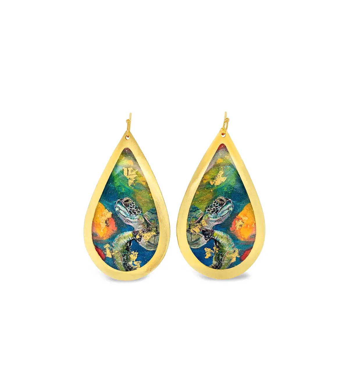 Rainbow Turtle Teardrop Earrings 1