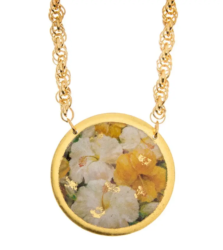 Eva Makk "Hibiscus" Disc Necklace 1