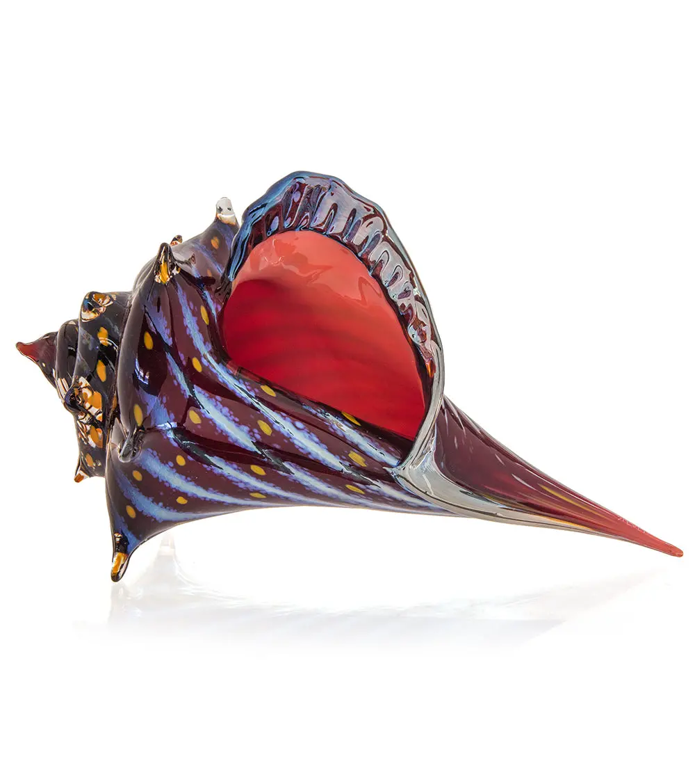 Glass Sculpture "Conch Shell Electric Red" By Ben Silver 1