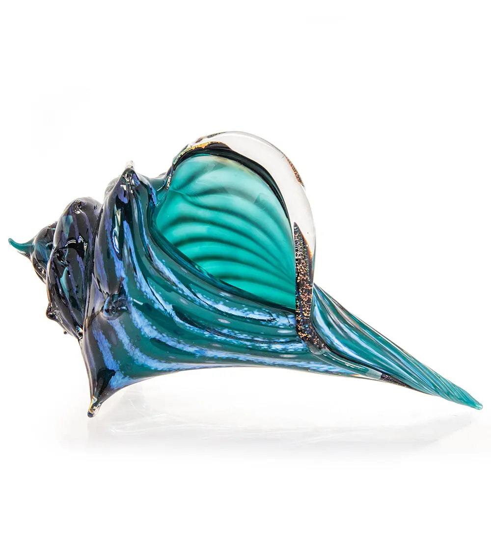 Glass Sculpture "Conch Shell Blue" By Ben Silver 1
