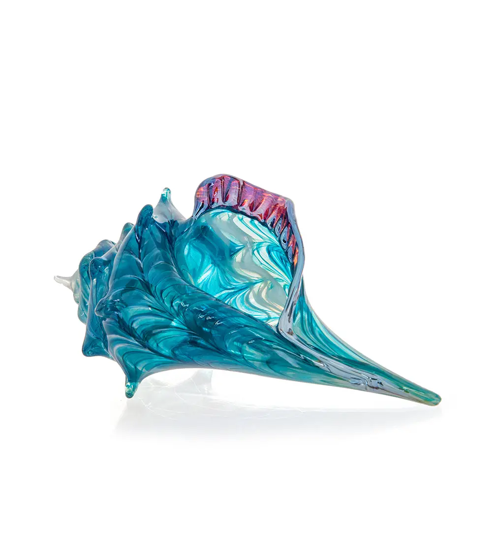 Glass Sculpture "Mini Conch Shell - Blue" By Ben Silver 1
