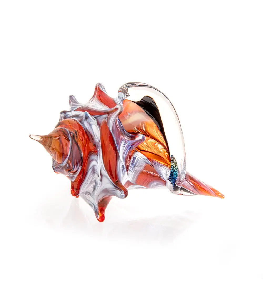 Glass Sculpture "Mini Conch Shell - Coral" By Ben Silver 2