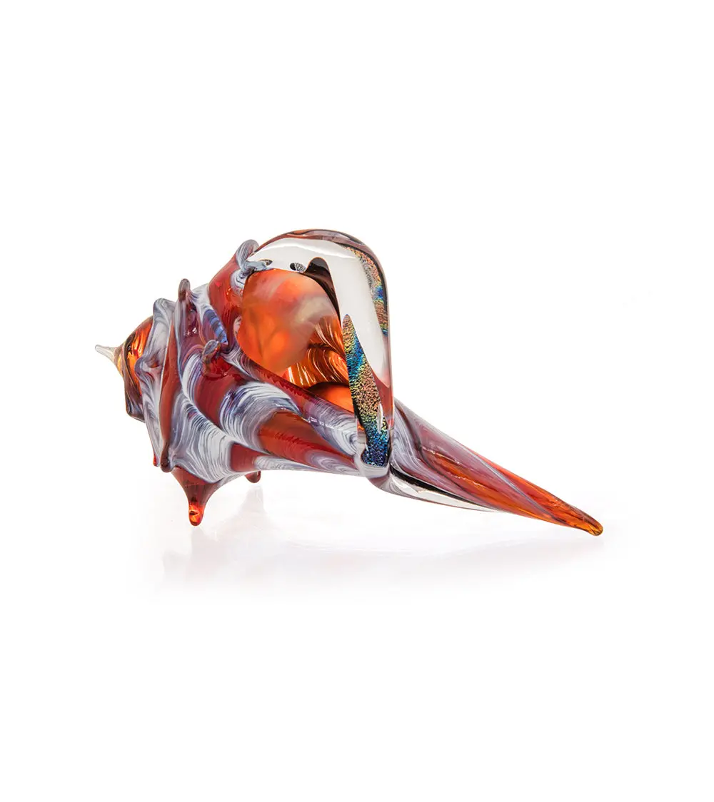 Glass Sculpture "Mini Conch Shell - Coral" By Ben Silver 1