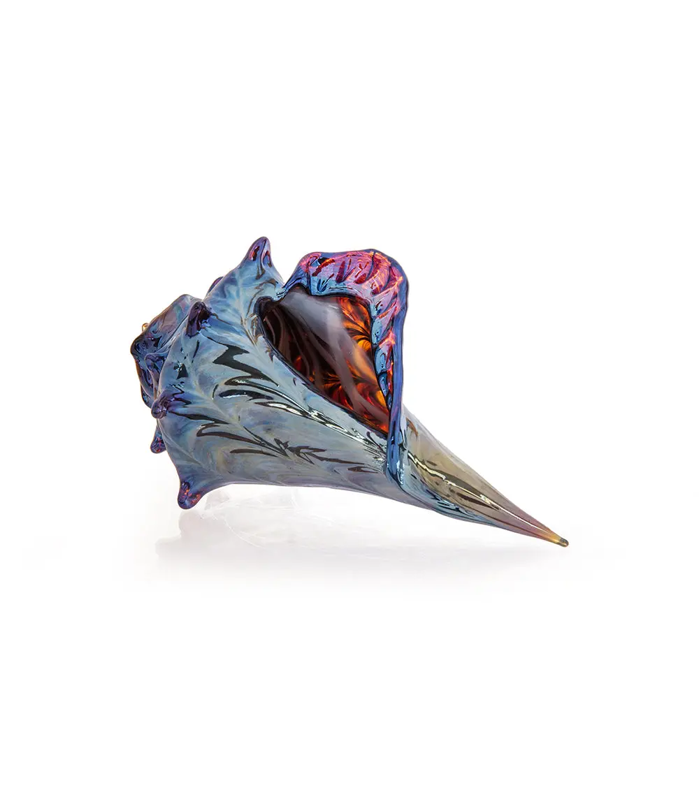 Glass Sculpture "Mini Conch Shell - Silver" By Ben Silver 1