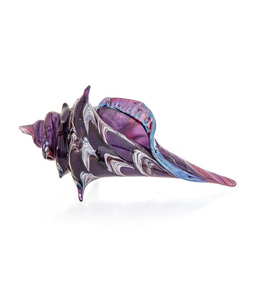 Glass Sculpture "Mini Conch Shell - Purple" By Ben Silver 1