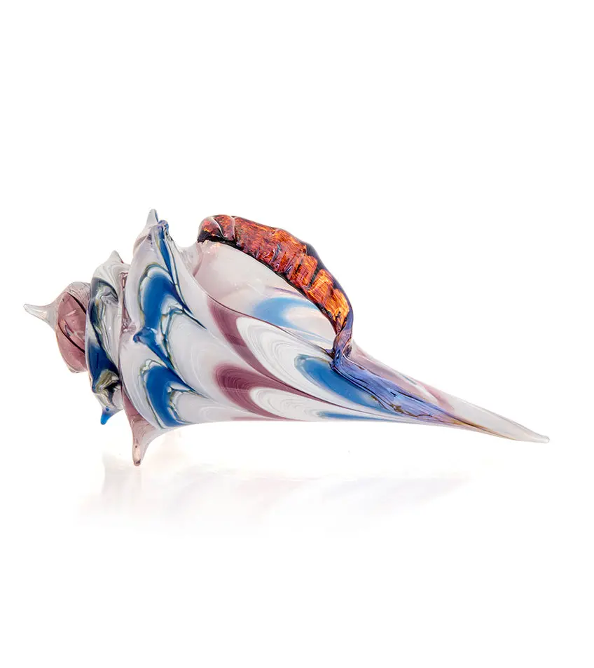 Glass Sculpture "Mini Conch Shell - White" By Ben Silver 1