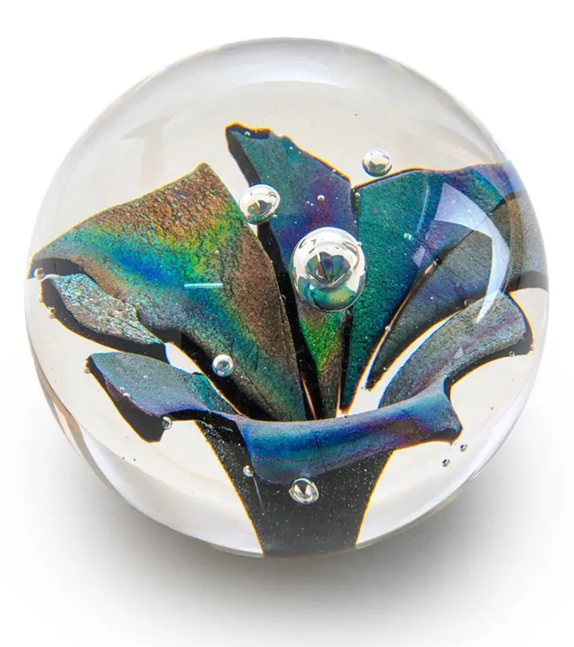 Glass Sculpture "Sparkling Round Paper Weight" By Ben Silver 1