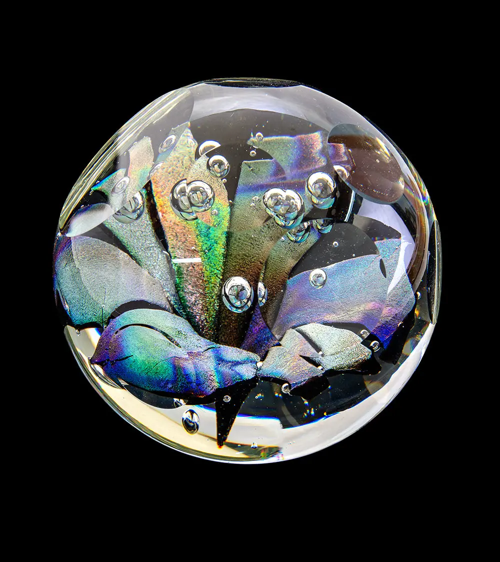 Glass Sculpture "Sparkling Faceted Paper Weight" By Ben Silver 2