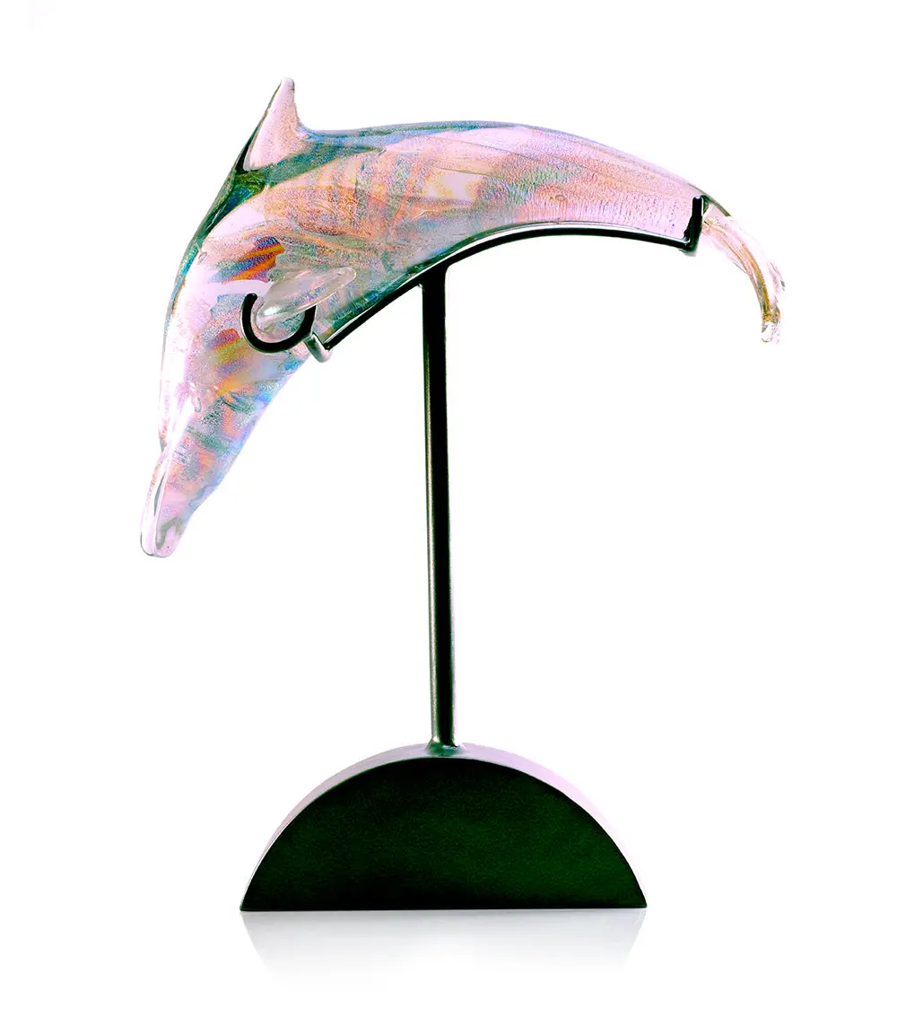 Glass Sculpture "Dolphin Mid-Air" By Ben Silver 1